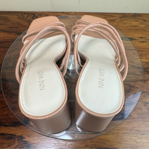 NINE WEST Strappy Open Toe Heel Sandals Platform Block Heels Size 12 - Picture 9 of 16